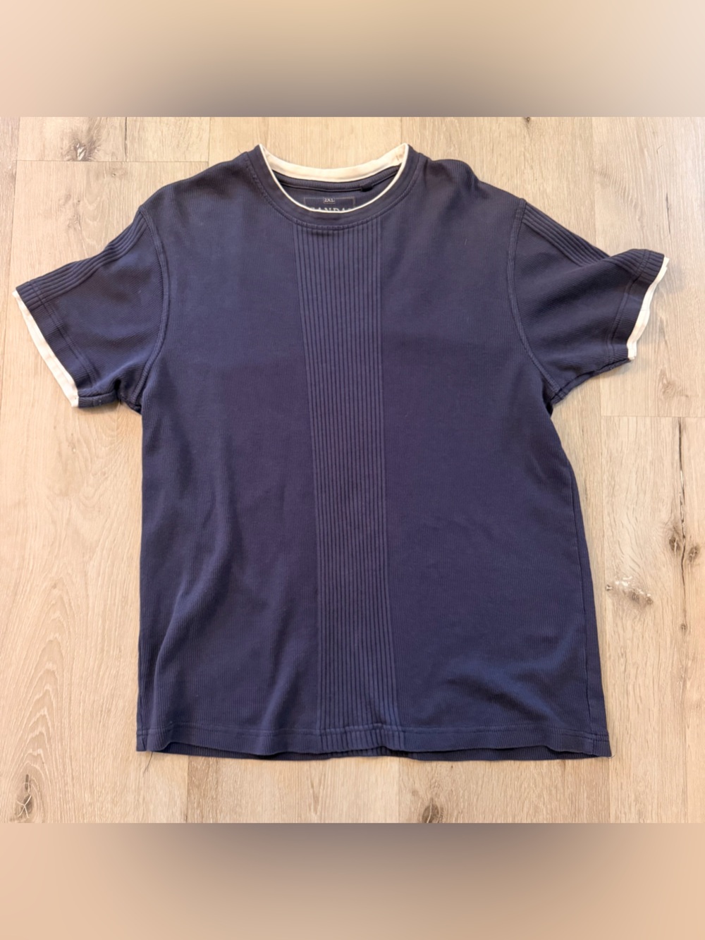 Canda C&A Blue Ribbed Short Sleeve Crewneck Top - Size 2XL